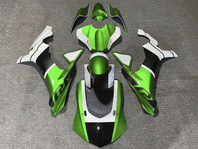 2015-2019 Yamaha YZF 1000 R1 Motorcycle Fairings - White Green Faux Carbon Fiber UK