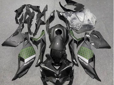 2019-2025 Kawasaki ZX4R ZX-4RR Motorcycle Fairings - Faux Carbon Fiber Green Grey UK