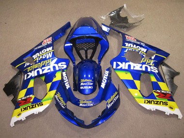 2000-2002 Suzuki GSXR 1000 Motorcycle Fairings - Blue Yellow White Telefonica MoviStar UK