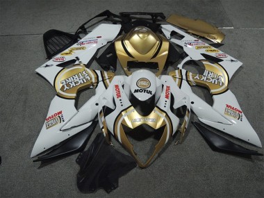 2005-2006 Suzuki GSXR 1000 Motorcycle Fairings - White Gold Lucky Strike Motul UK