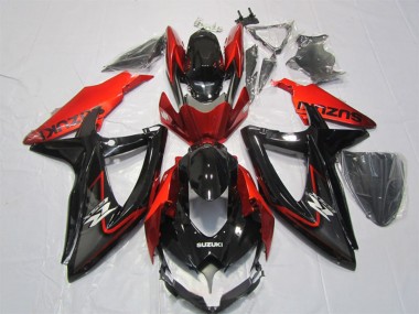 2007-2008 Suzuki GSXR 1000 Motorcycle Fairing - Glossy Black Red UK