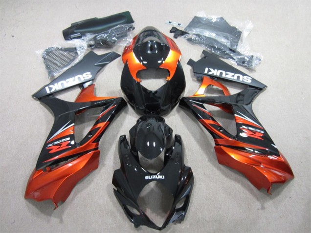 2007-2008 Suzuki GSXR 1000 Motorcycle Fairing - Glossy Black Orange UK