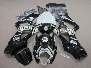 2007-2008 Suzuki GSXR 1000 Motorcycle Fairings - White Black Lucky Strike Motul UK