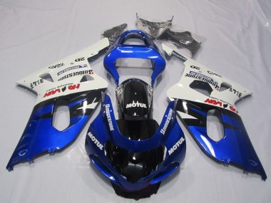 2001-2003 Suzuki GSXR 600 Motorcycle Fairings - White Blue Glossy Black Motul UK