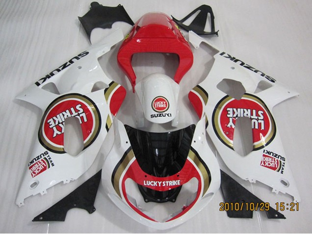 2001-2003 Suzuki GSXR 600 Motorcycle Fairings - White Red Lucky Strike UK