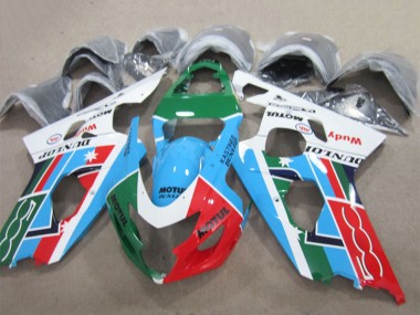 2004-2005 Suzuki GSXR 600 Motorcycle Fairings - White Blue Green Red Motul UK
