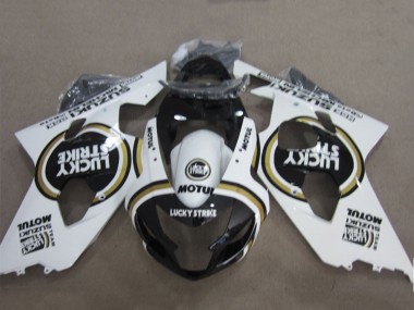 2004-2005 Suzuki GSXR 600 Motorcycle Fairings - White Black Lucky Strike Motul UK