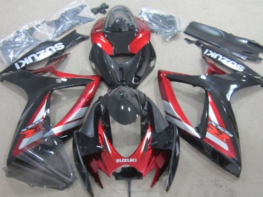2006-2007 Suzuki GSXR 600 Motorcycle Fairings - Glossy Black Red Silver UK