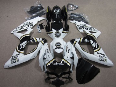 2008-2010 Suzuki GSXR 600 Motorcycle Fairings - White Black Motul Lucky Strike UK