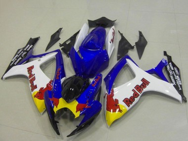 2006-2007 Suzuki GSXR 750 Motorcycle Fairings - Blue White Yellow Red Bull UK