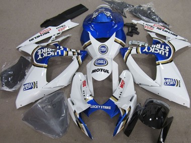 2006-2007 Suzuki GSXR 750 Motorcycle Fairings - White Blue Michelin Motul Lucky Strike UK