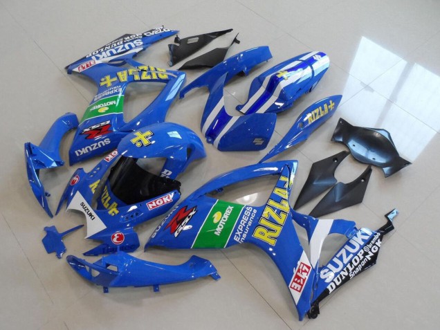 2006-2007 Suzuki GSXR 750 Motorcycle Fairings - Blue White Green Black Gold Rizla UK