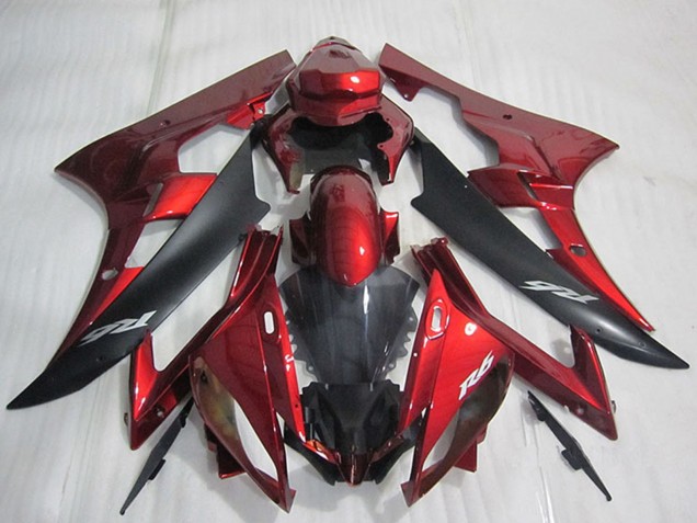 2006-2007 Yamaha YZF R6 Bike Fairings - Red Matte Black UK
