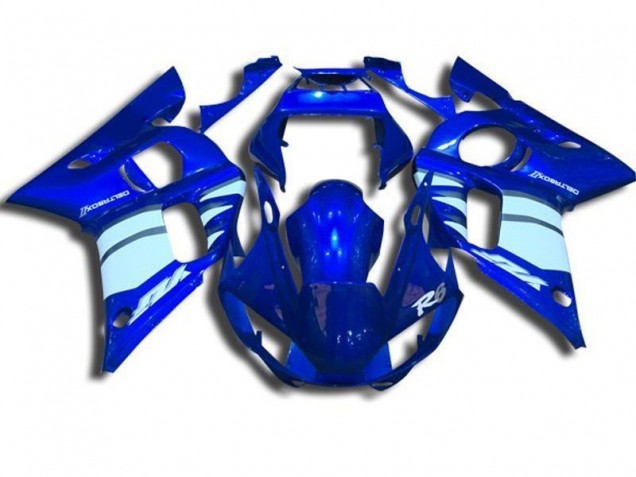 1998-2002 Blue and White Yamaha YZF R6 Motorbike Fairings