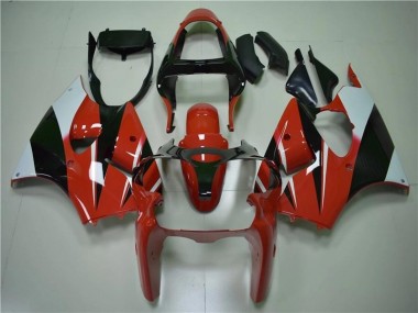 2000-2002 Red Black White Kawasaki ZX6R Bike Fairings