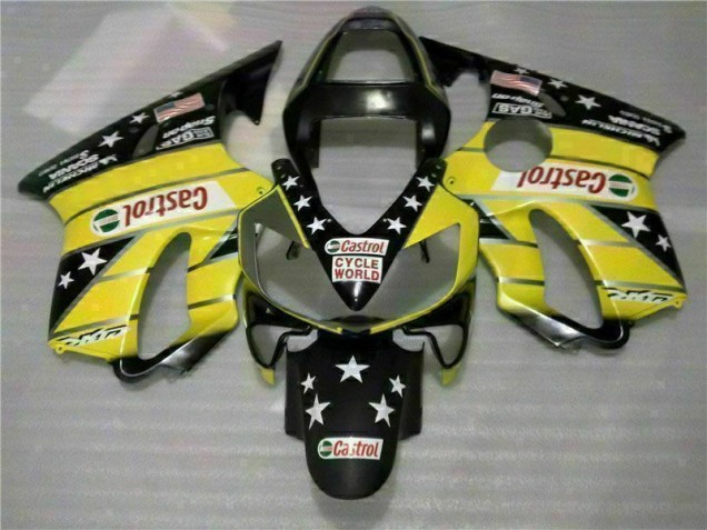 2001-2003 Yellow Black Castrol Cycle World Honda CBR600 F4i Motorcycle Bodywork 2001-2003 Yellow Black Castrol Cycle World Honda CBR600 F4i Motorcycle Bodywork