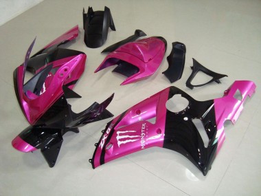 2003-2004 Pink Black Monster Kawasaki ZX6R Bike Fairing Kit