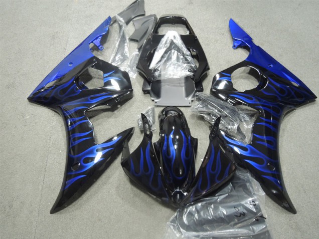 2003-2005 Black Blue Flame Yamaha YZF R6 Bike Fairings