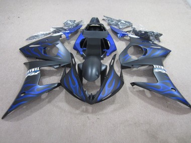 2003-2005 Black Blue Flame Yamaha YZF R6 Moto Fairings