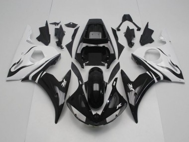 2003-2005 Black and White Yamaha YZF R6 Motor Bike Fairings