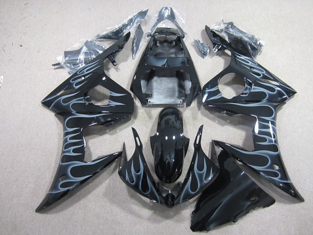 2003-2005 Black with Flame Yamaha YZF R6 Motorcycle Fairings