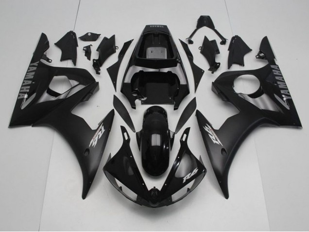 2003-2005 Black with Silver Decals Yamaha YZF R6 Motorcycle Fairing Kits 2003-2005 Black with Silver Decals Yamaha YZF R6 Motorcycle Fairing Kits