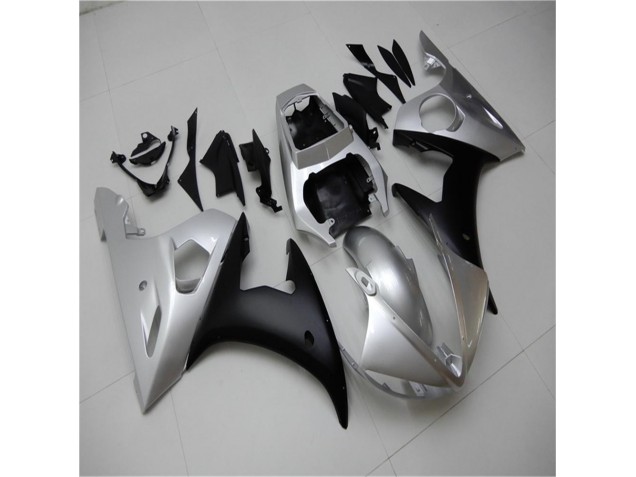 2003-2005 Silver Black Yamaha YZF R6 Motorcycle Fairings 2003-2005 Silver Black Yamaha YZF R6 Motorcycle Fairings