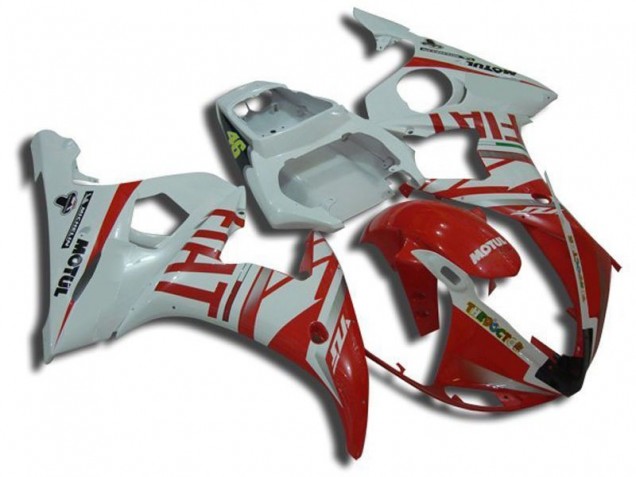 2003-2005 White Motul Red Fiat Yamaha YZF R6 Replacement Motorcycle Fairings 2003-2005 White Motul Red Fiat Yamaha YZF R6 Replacement Motorcycle Fairings