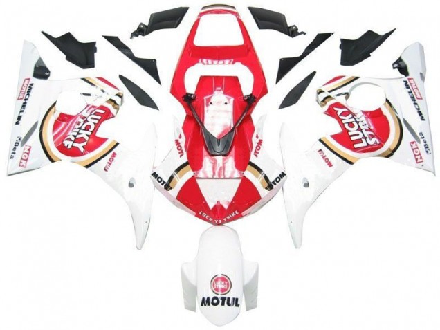 2003-2005 White Red Lucky Strike Yamaha YZF R6 Replacement Fairings 2003-2005 White Red Lucky Strike Yamaha YZF R6 Replacement Fairings