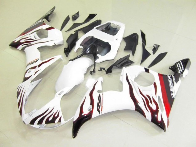 2003-2005 White and Flame Yamaha YZF R6 Bike Fairing 2003-2005 White and Flame Yamaha YZF R6 Bike Fairing