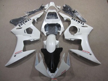 2003-2005 White with Black Decal Yamaha YZF R6 Bike Fairings