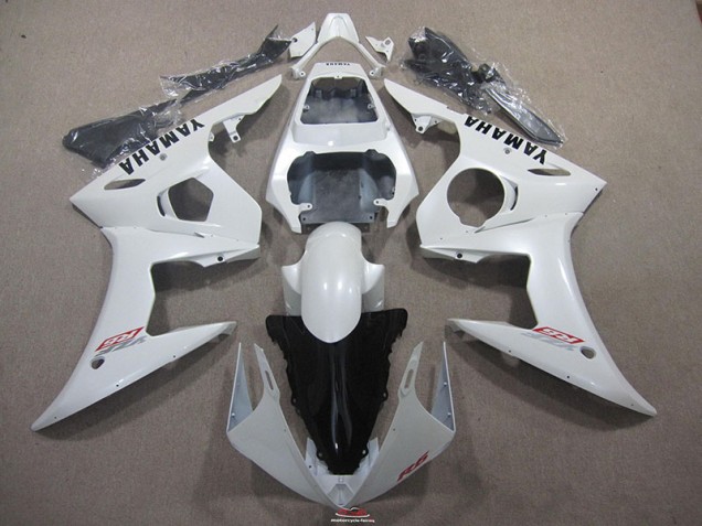 2003-2005 White with Black Decal Yamaha YZF R6 Bike Fairings