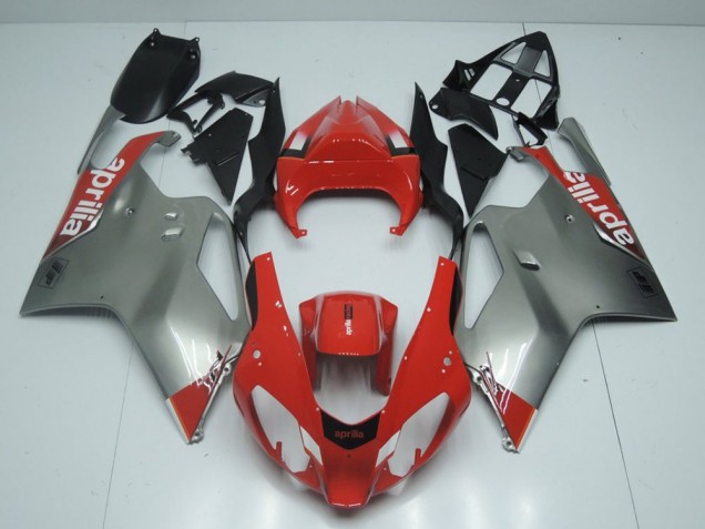 2003-2006 Silver and Red Aprilia RSV1000 Motorbike Fairing Kits 2003-2006 Silver and Red Aprilia RSV1000 Motorbike Fairing Kits