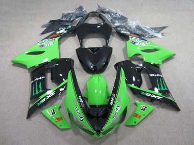 2005-2006 Black Green 3M Touch4 Monster Kawasaki ZX6R Motorbike Fairing