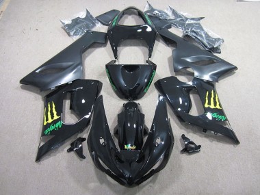 2005-2006 Black Green Ninja Kawasaki ZX6R Motorcycle Fairing Kits