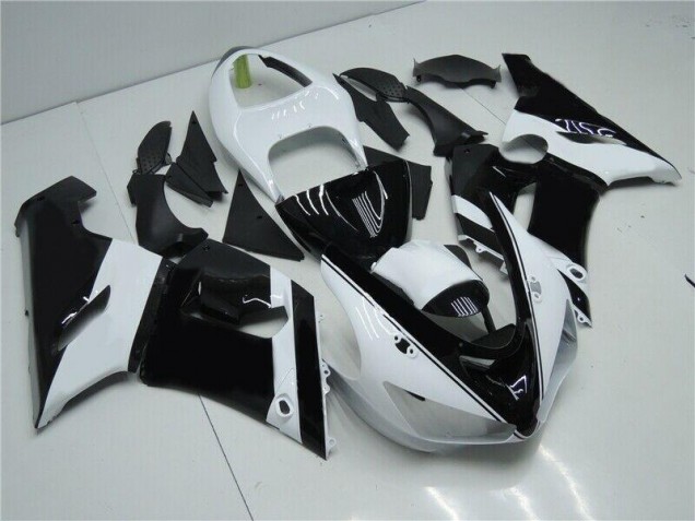 2005-2006 Black White Kawasaki ZX6R Moto Fairings 2005-2006 Black White Kawasaki ZX6R Moto Fairings