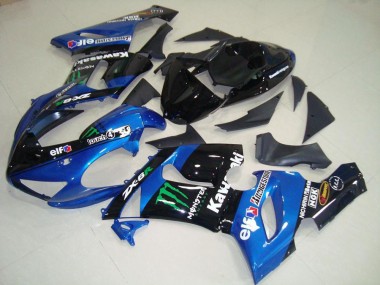 2005-2006 Blue Monster Kawasaki ZX6R Moto Fairings