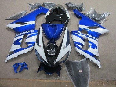 2005-2006 Blue White Kawasaki ZX6R Motorcycle Replacement Fairings