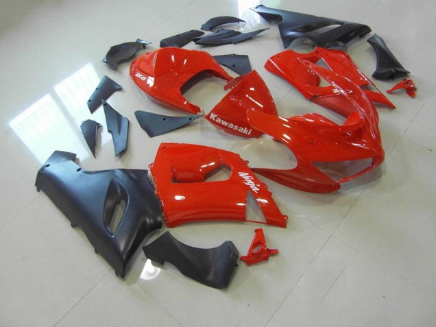 2005-2006 Red and Matte Black Kawasaki ZX6R Bike Fairings 2005-2006 Red and Matte Black Kawasaki ZX6R Bike Fairings