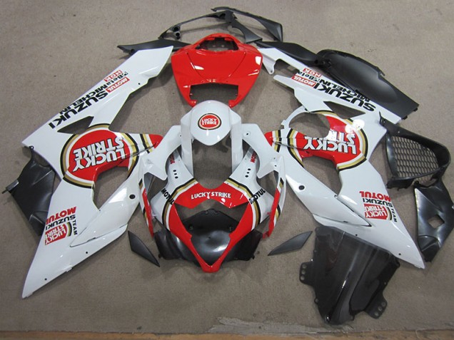 2005-2006 White Lucky Strike Red Motul Suzuki GSXR1000 Motorcycle Fairings 2005-2006 White Lucky Strike Red Motul Suzuki GSXR1000 Motorcycle Fairings