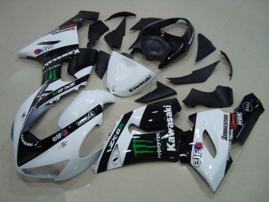 2005-2006 White Monster Kawasaki ZX6R Motor Bike Fairings