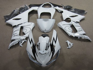 2005-2006 White Ninja 636 Kawasaki ZX6R Moto Fairings