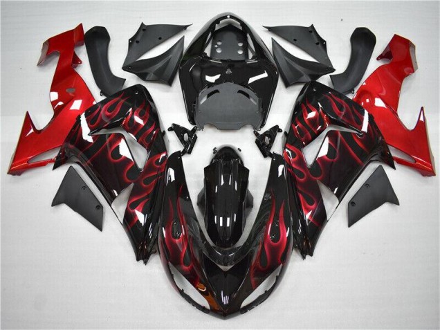 2006-2007 Red Flame Kawasaki ZX10R Motorcycle Fairings Kit 2006-2007 Red Flame Kawasaki ZX10R Motorcycle Fairings Kit