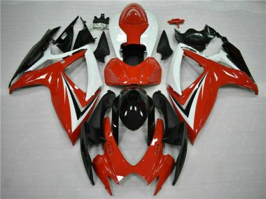 2006-2007 Red White Suzuki GSXR 600/750 Motorcycle Fairings Kits