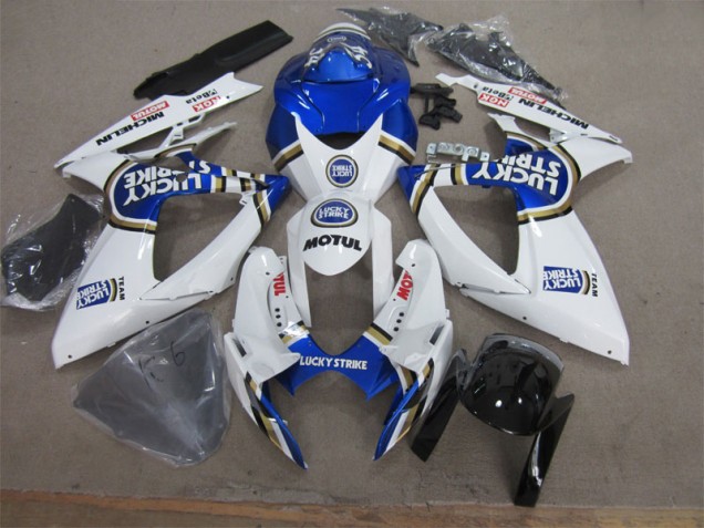 2006-2007 White Blue Lucky Strike Motul Suzuki GSXR600 Motorcycle Fairing 2006-2007 White Blue Lucky Strike Motul Suzuki GSXR600 Motorcycle Fairing