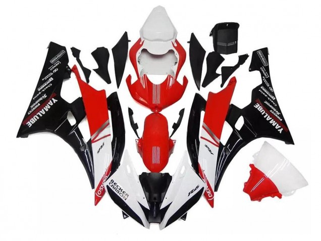 2006-2007 White Red Black Yamaha YZF R6 Replacement Fairings 2006-2007 White Red Black Yamaha YZF R6 Replacement Fairings