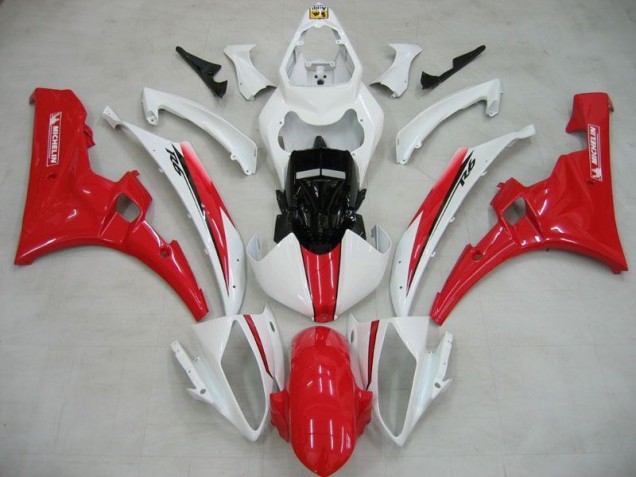 2006-2007 White Red Michelin Yamaha YZF R6 Motorcycle Fairings