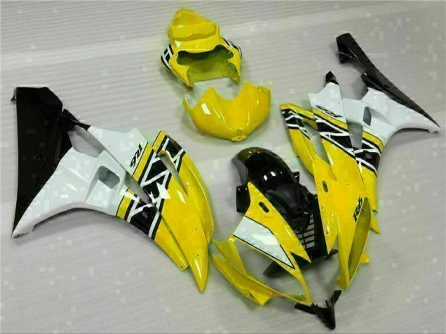 2006-2007 Yellow White Black Yamaha YZF R6 Motorcycle Fairings