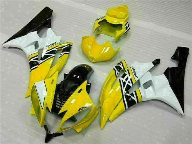 2006-2007 Yellow White Black Yamaha YZF R6 Motorcycle Fairings