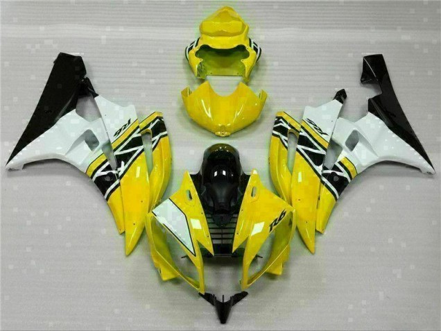 2006-2007 Yellow White Black Yamaha YZF R6 Motorcycle Fairings
